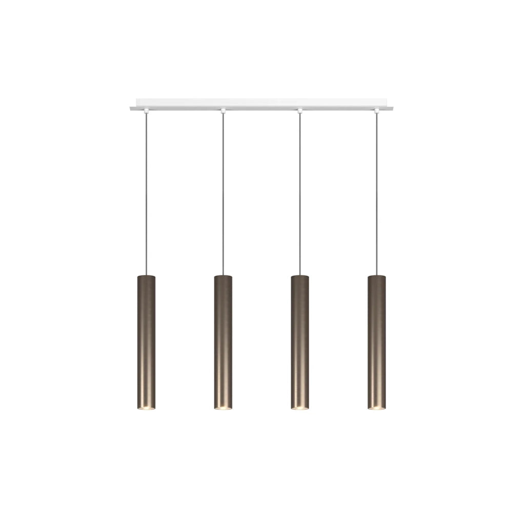 Lampadario Industrial-Minimal Xeana Metallo Bianco Bronzo 4 Luci Gu10
