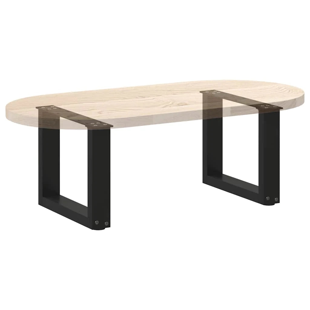 Set di 2 gambe per tavolino da caffè a forma di U 40 x 30 cm con piedini regolabili stile moderno acciaio nero 02_0057372
