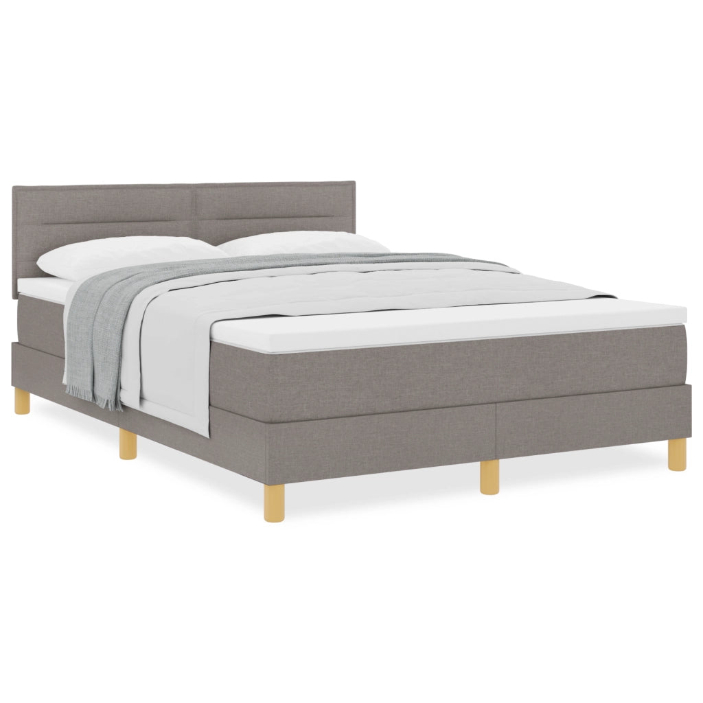 Letto con Box Spring e Materasso Tortora 140x190 cm Tessuto