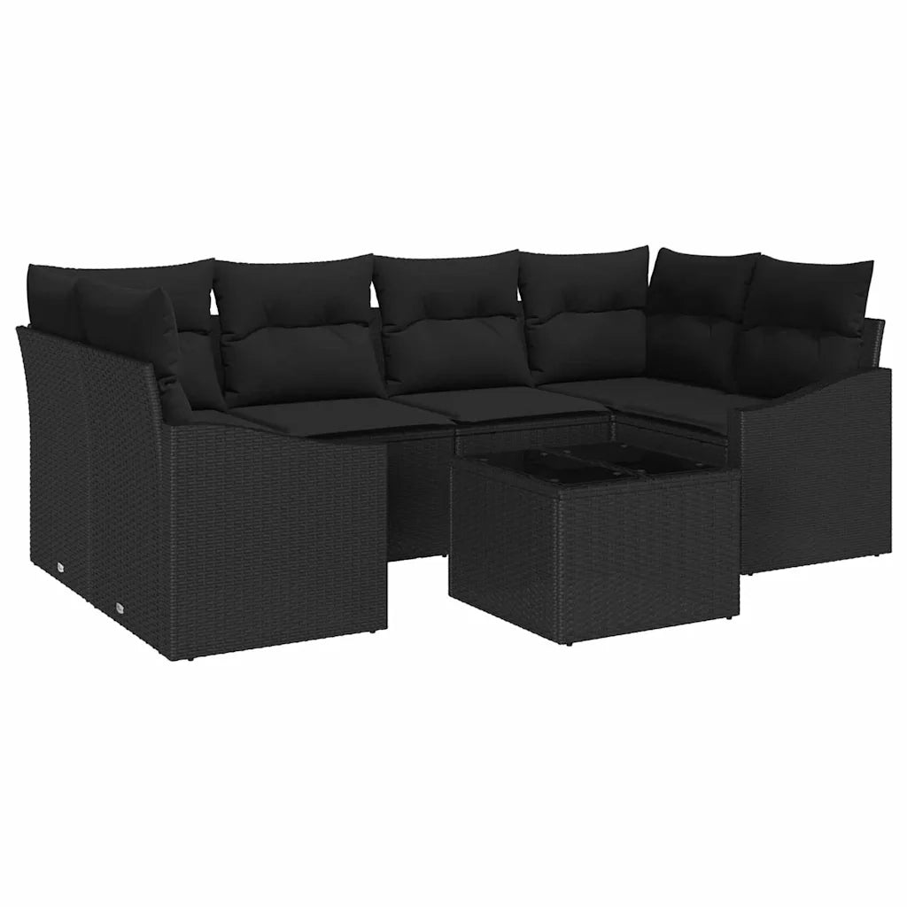 Set di divani con cuscino con cuscino 7 pcs Nero polyrattan 3346623