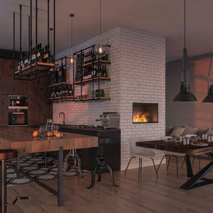 Camino a Vapore Elettrico da Incasso 800x45(64,8)x40 cm Invapo con LED RGB Nero