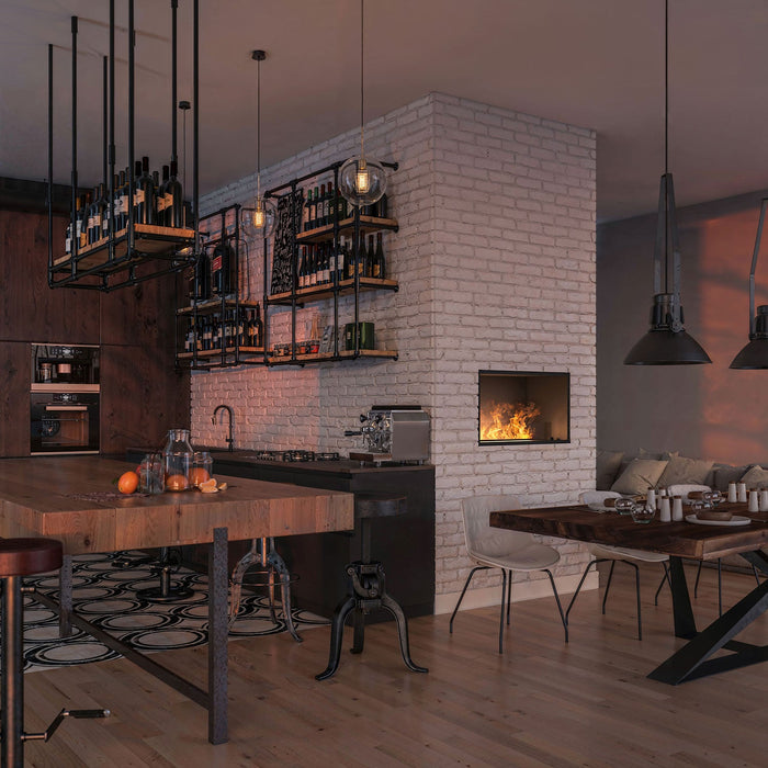 Camino a Vapore Elettrico da Incasso 800x45(64,8)x40 cm Invapo con LED RGB Nero