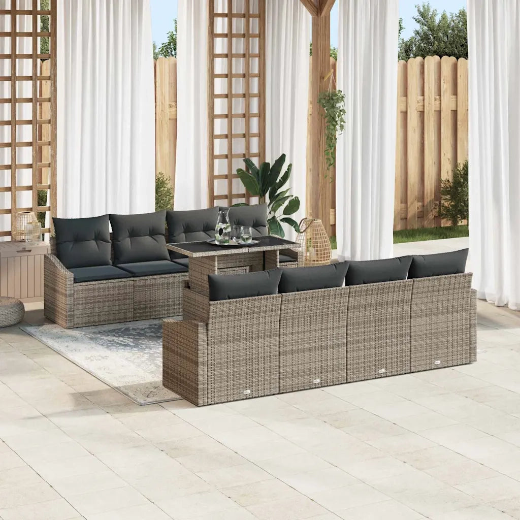 Set Divano da Giardino con cuscino 7 pcs Grigio polyrattan 3348965
