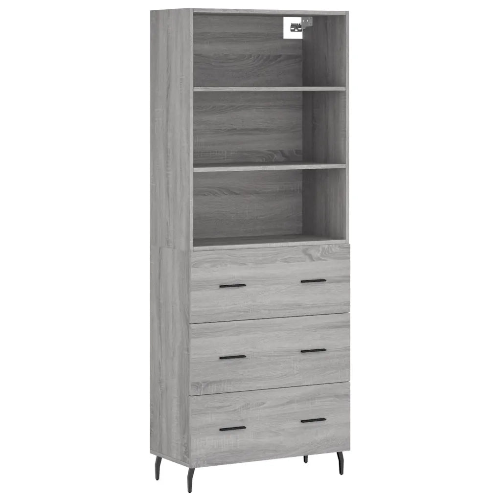 Credenza-Buffet-Armadio da cucina Grigio Sonoma 69,5x34x180 cm in Legno Multistrato 224971
