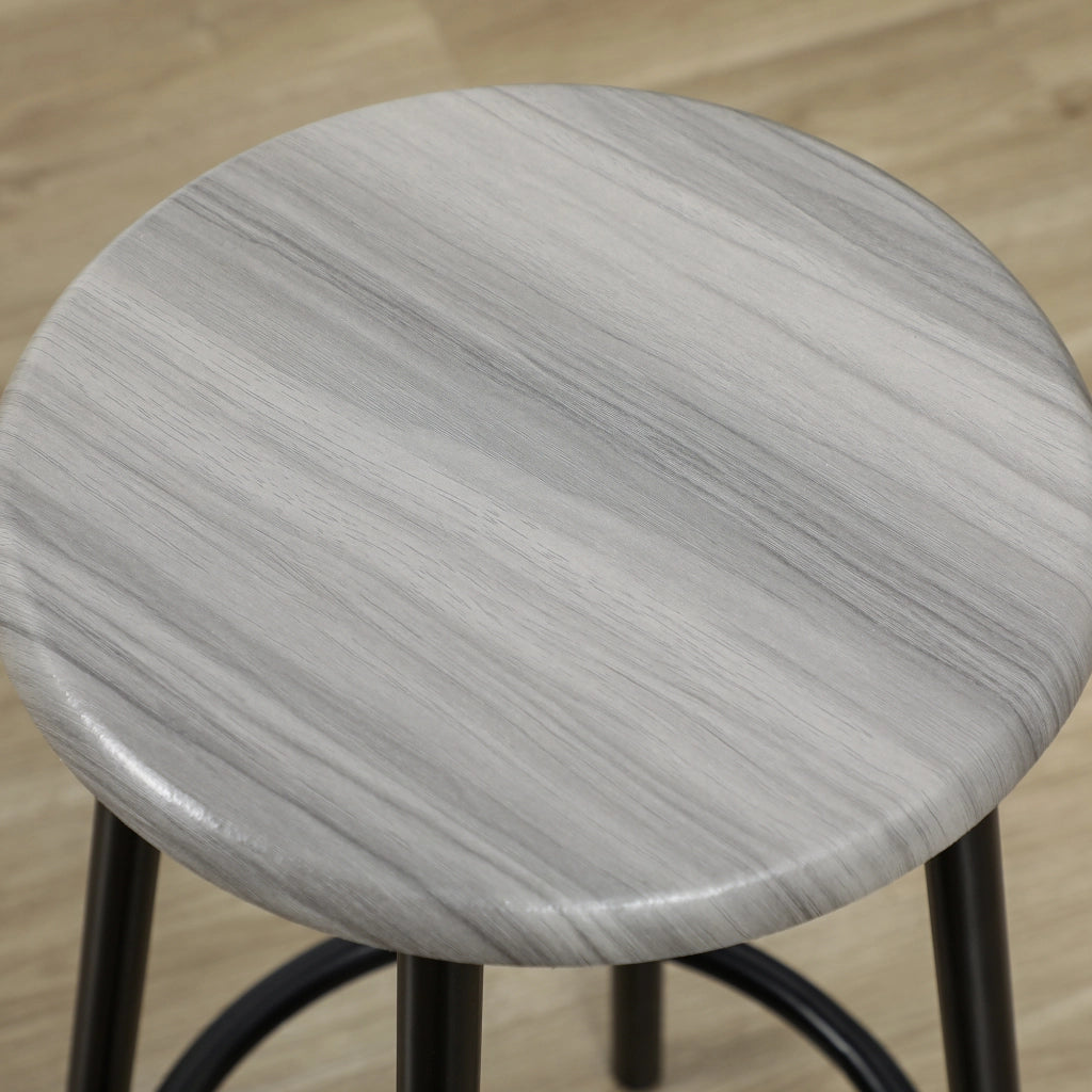 Set tavolo alto con 4 sgabelli, 5 pezzi, design industriale, MDF, grigio