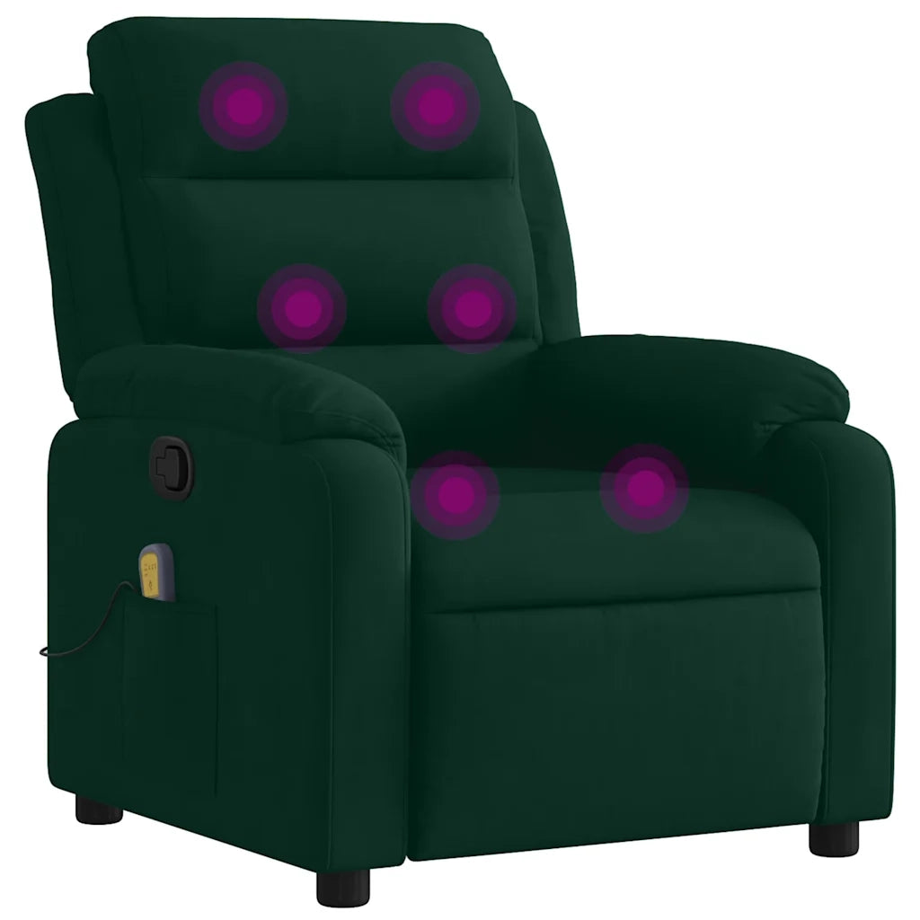 Divano Sedia-Poltrona Massaggiante Reclinabile Verde Scuro in Velluto 312089