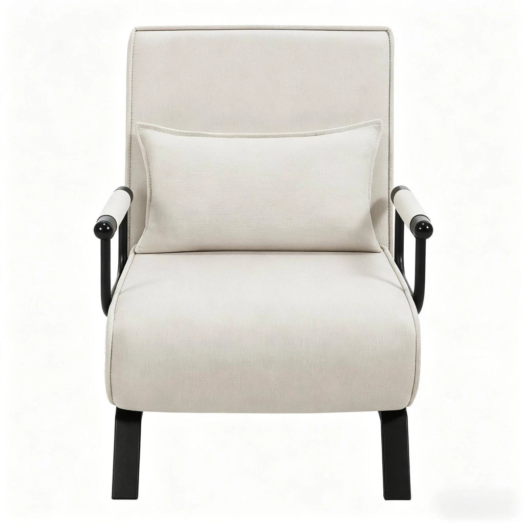 Poltrona letto 3 in 1 con schienale regolabile in lino beige