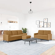 Set di Divani 3 pz con Cuscini Marrone in Velluto