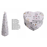 Trade Shop - Set 10pz Scatole Regali Varie Misure Matrioska Forma Cuore Fantasia Bianca 71968 -