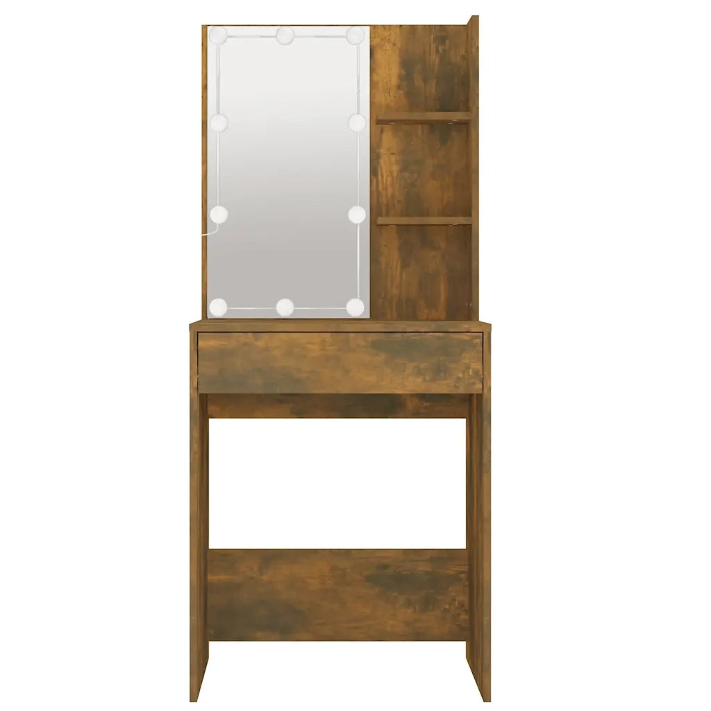 Toeletta | Tavolo da Trucco con LED Rovere Fumo 60x40x140 cm