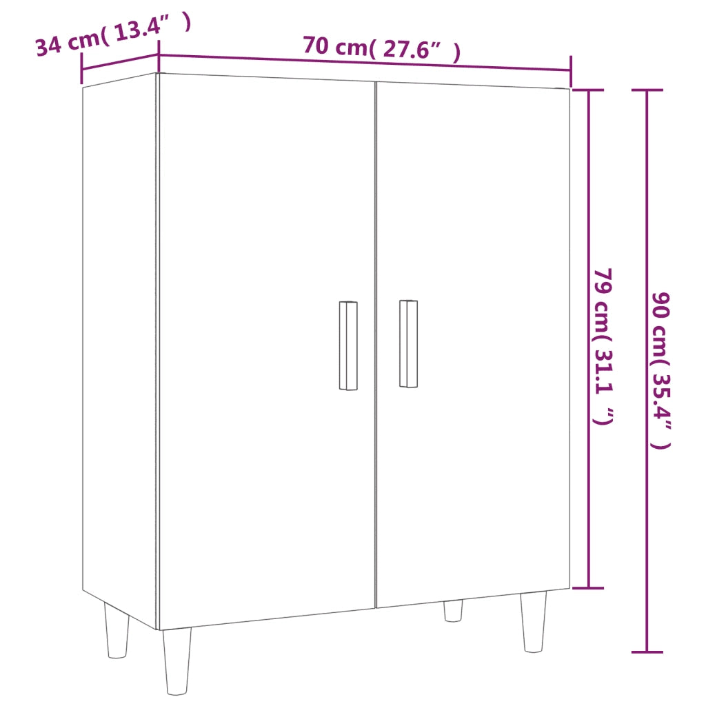 Credenza Rovere Fumo 70x34x90 cm in Legno Multistrato