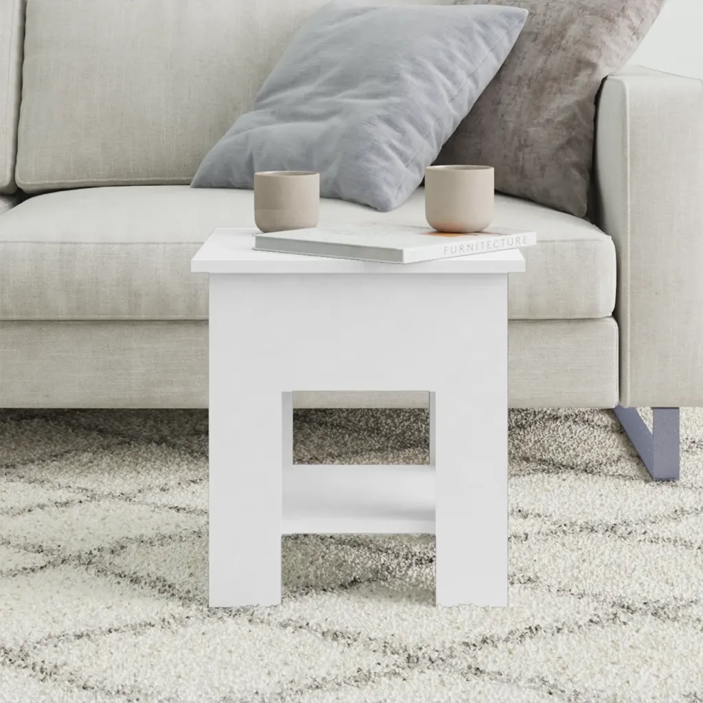 Tavolino da Salotto Bianco 40x40x42 cm in Legno Multistrato 810271
