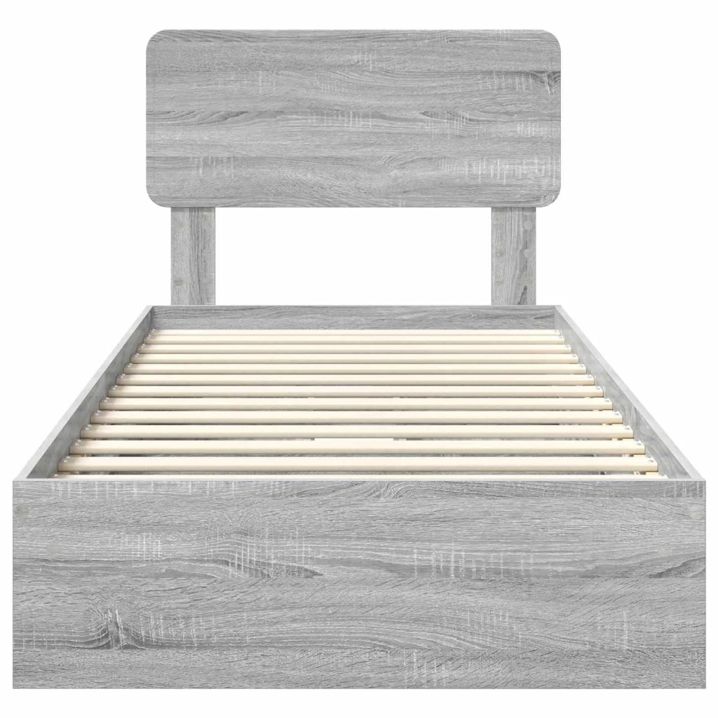 Letto con Contenitore con testiera Grigio Sonoma 90 x 190 cm