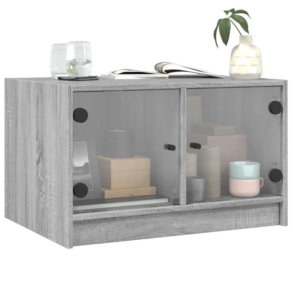 Tavolino da Salotto con Ante in Vetro Grigio Sonoma 68x50x42 cm 836369