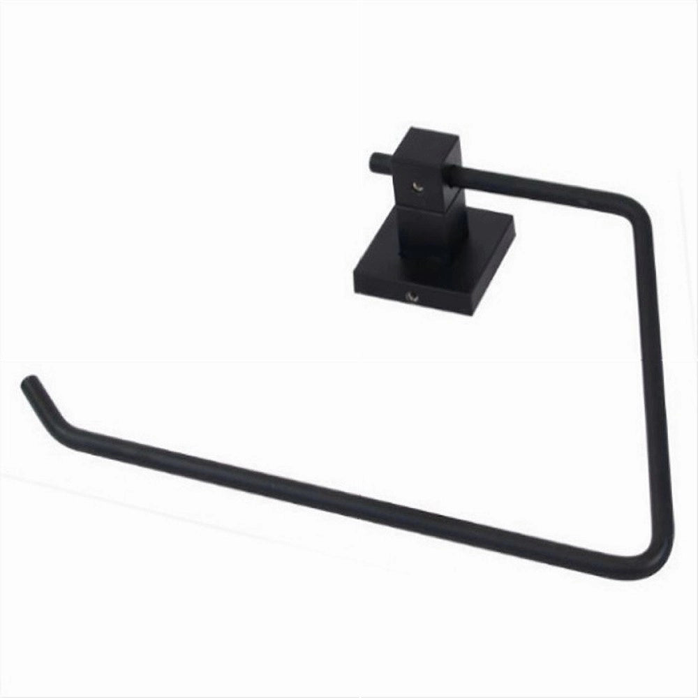 Trade Shop - Porta Asciugamano Ad Anello Aperto Da Muro In Acciaio Nero Arredo Da Bagno 79983 -