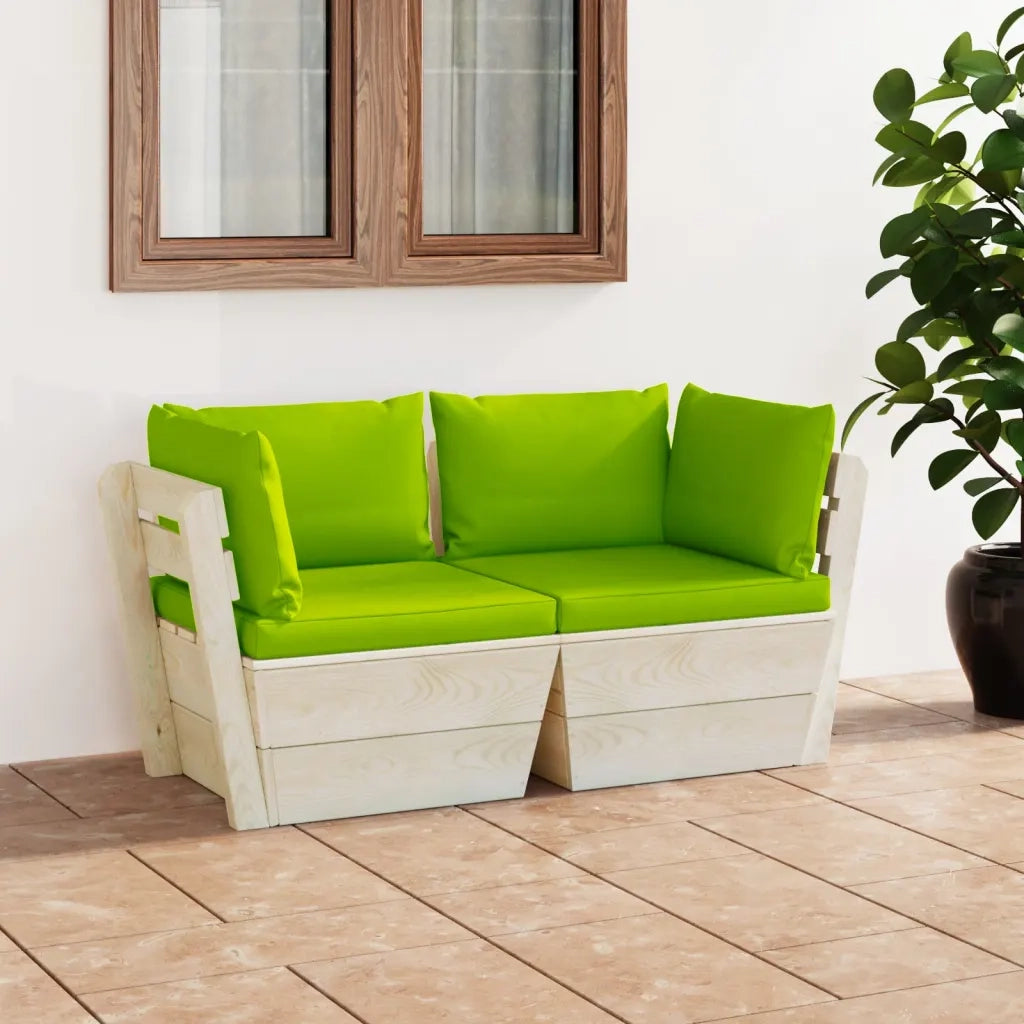 Divano da Giardino a 2 Posti su Pallet con Cuscini Legno Abete cod mxl 43990
