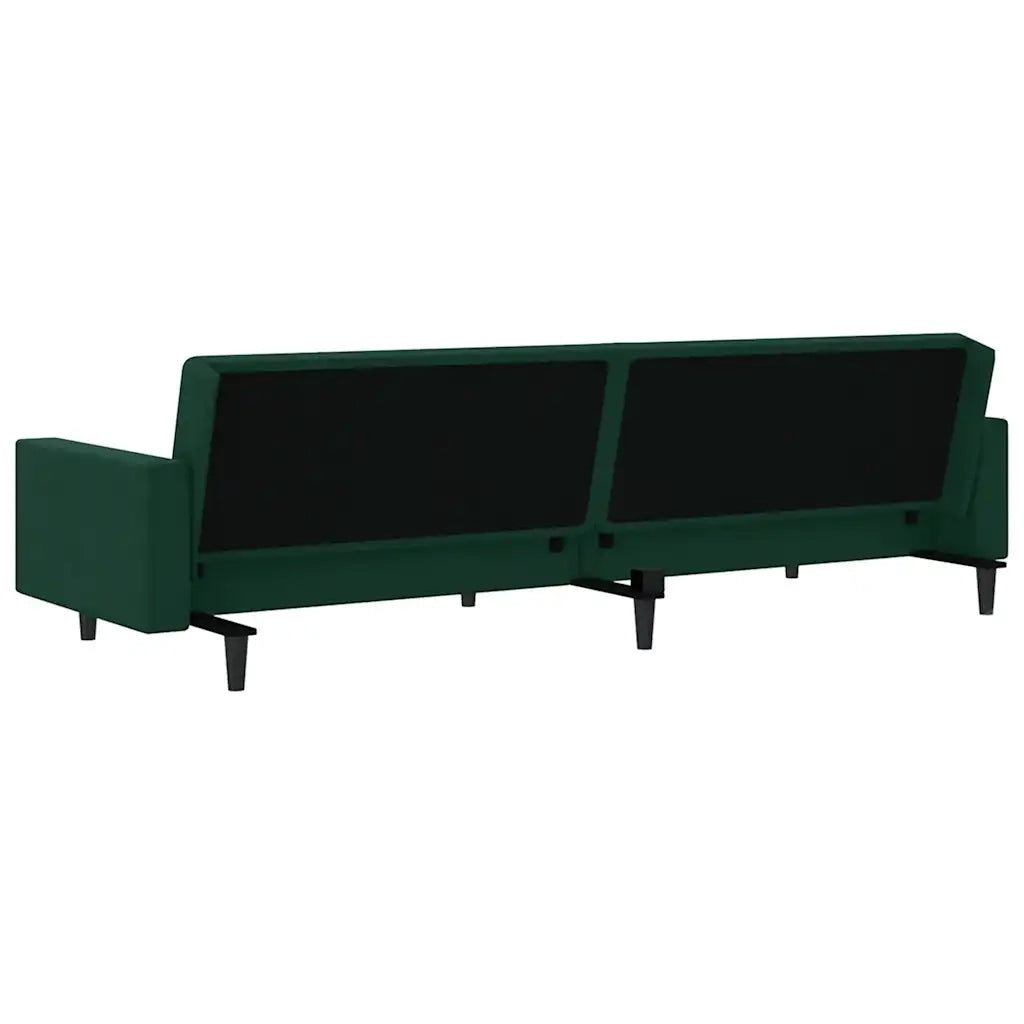 Divano Letto a 2 Posti Verde Scuro in Velluto 375939