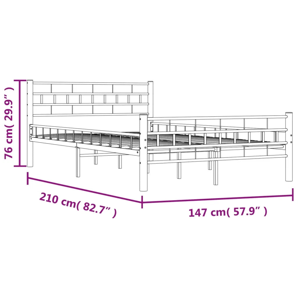 Letto matrimoniale | Letto per adulti | Giroletto Bianco in Metallo 140x200 cm