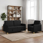 Set di Divani con Storage 2 pz Nero Poliestere 3429178