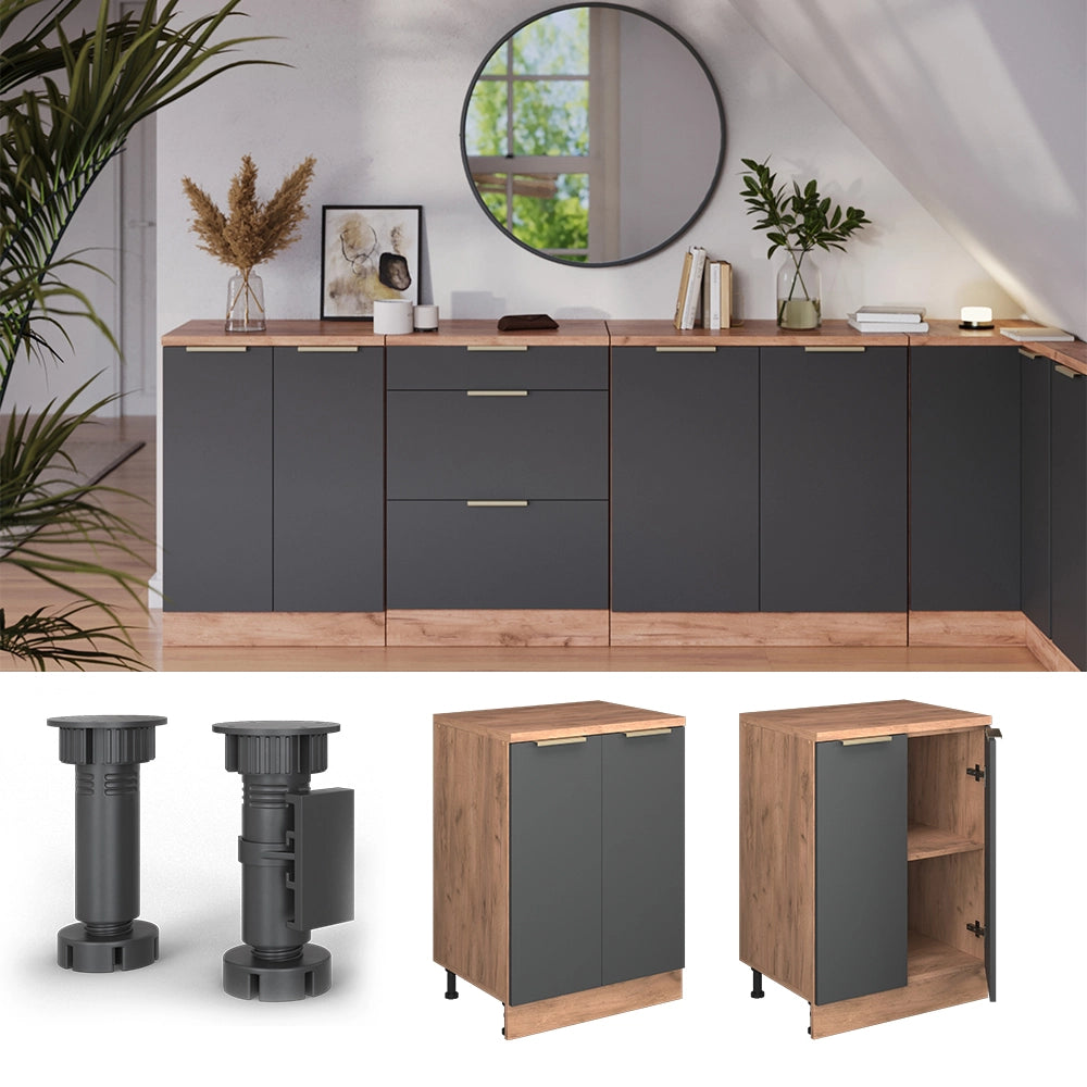 Mobile per mansarda Rion Antracite-oro/Rovere dorato 60 x 83.8 cm senza inclinazione con 2 ante Vicco