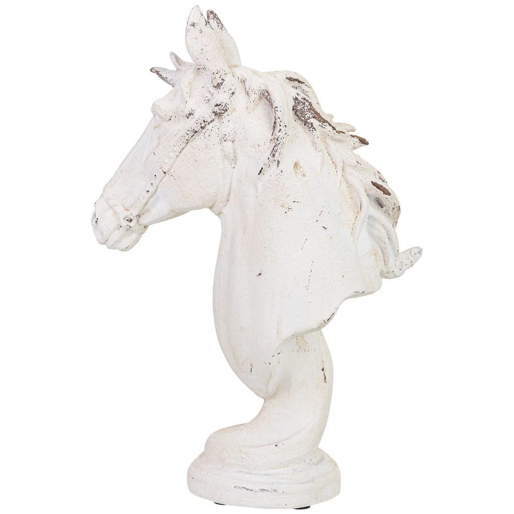 Figura decorativa a forma di cavallo in magnesio bianco, 25x10x38h cm