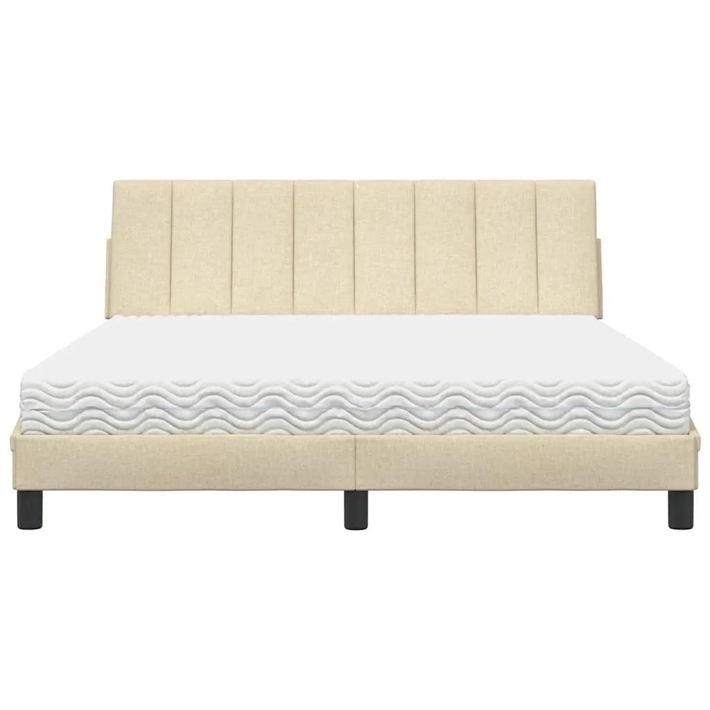 Letto con Materasso Hanko Crema 160x200 cm in Tessuto 3310543
