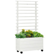 EasyComfort Fioriera Verticale con 4 Ruote e Traliccio per Piante Rampicanti in Legno, 76x30x155cm, Bianco