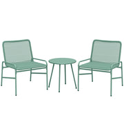 Set 3 Pezzi Pranzo da Giardino Bistrò 2 Sedie e Tavolo Rotondo in Rattan Verde