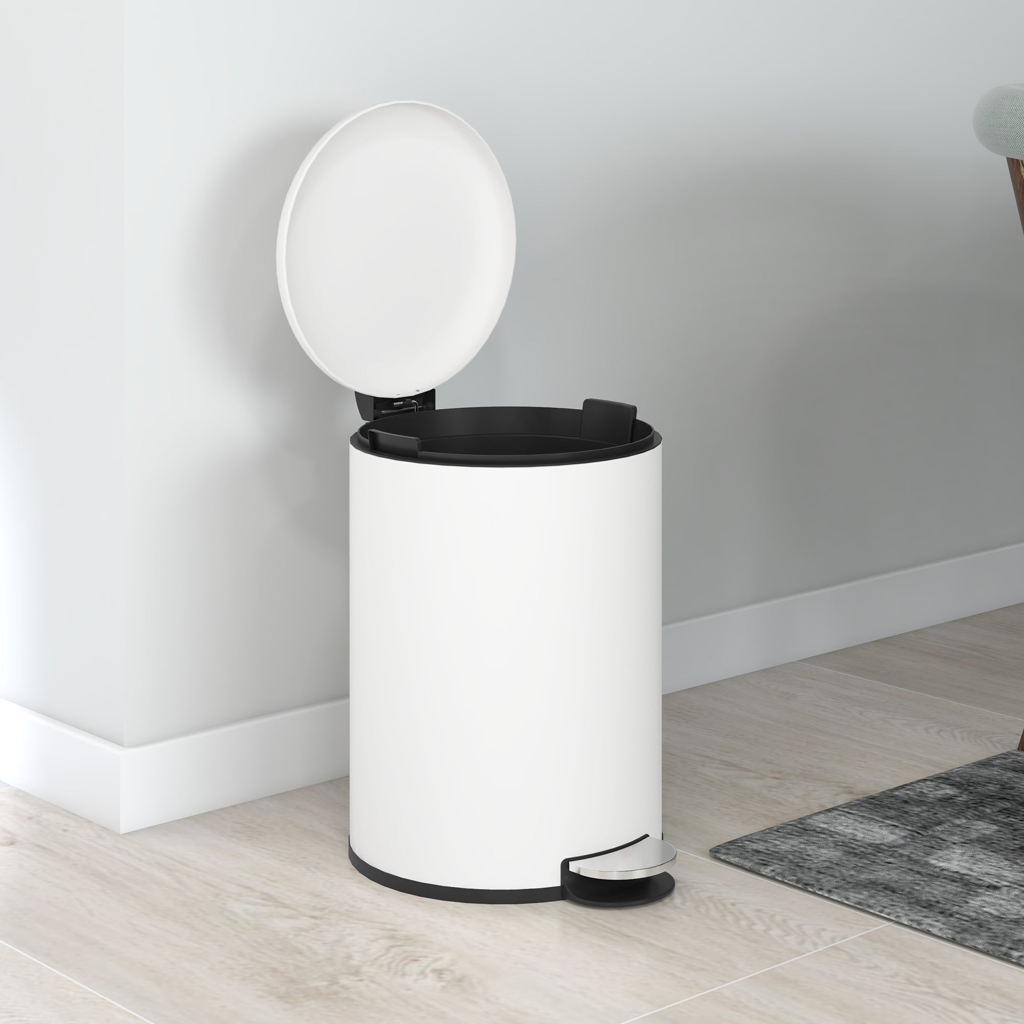 Pattumiera a Pedale 20 Litri 36x30x44,5 cm con Chiusura Silenziosa in Metallo e PP Crema