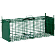 Gabbia Trappola per Animali Vivi Piccoli con Doppia Porta e Maniglia 80x25x30cm Verde Scuro