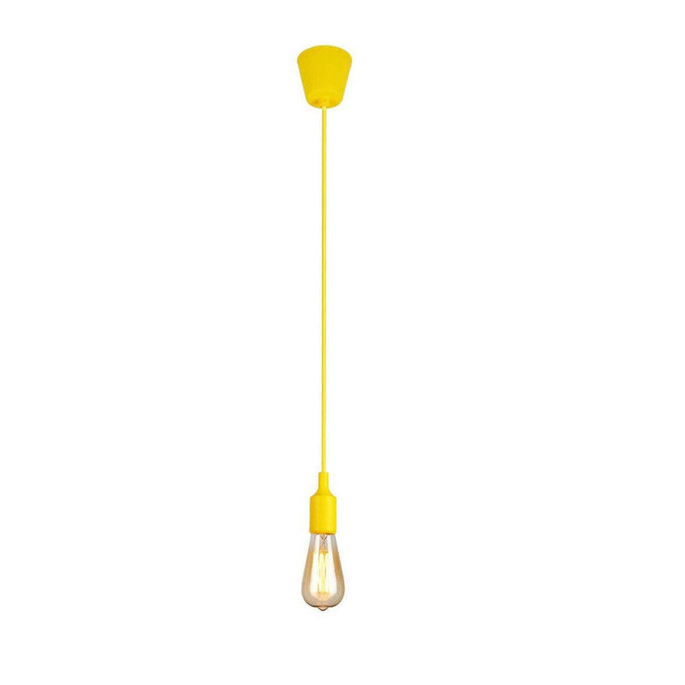 Trade Shop - Portalampada A Sospensione Pendente Lampadario Soffitto E27 Giallo Dt-j01 1 Mt -