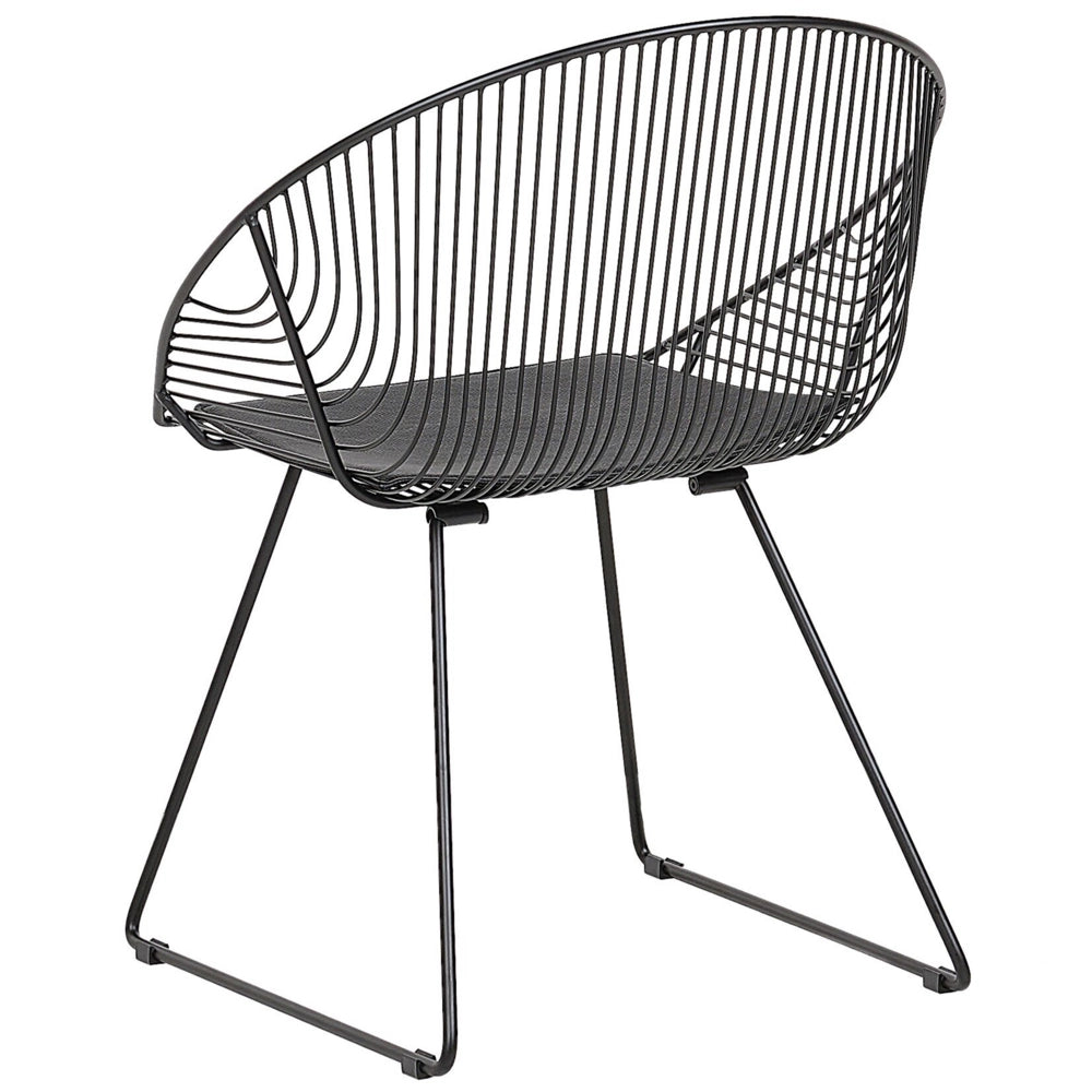 Set di 2 sedie da pranzo con struttura in metallo Nero sedile in ecopelle design industriale moderno