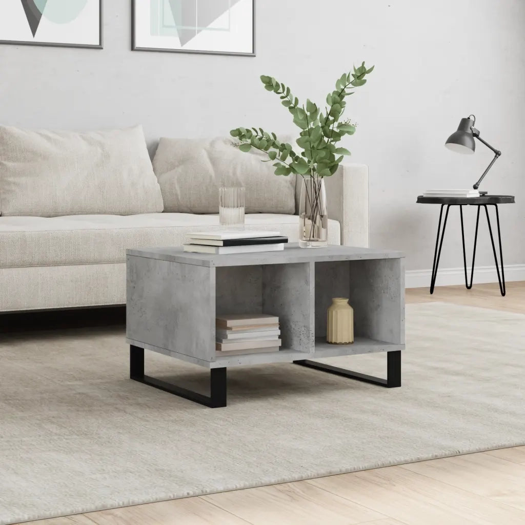Tavolino Salotto Grigio Cemento 60x50x36,5 cm Legno Multistratocod mxl 118744