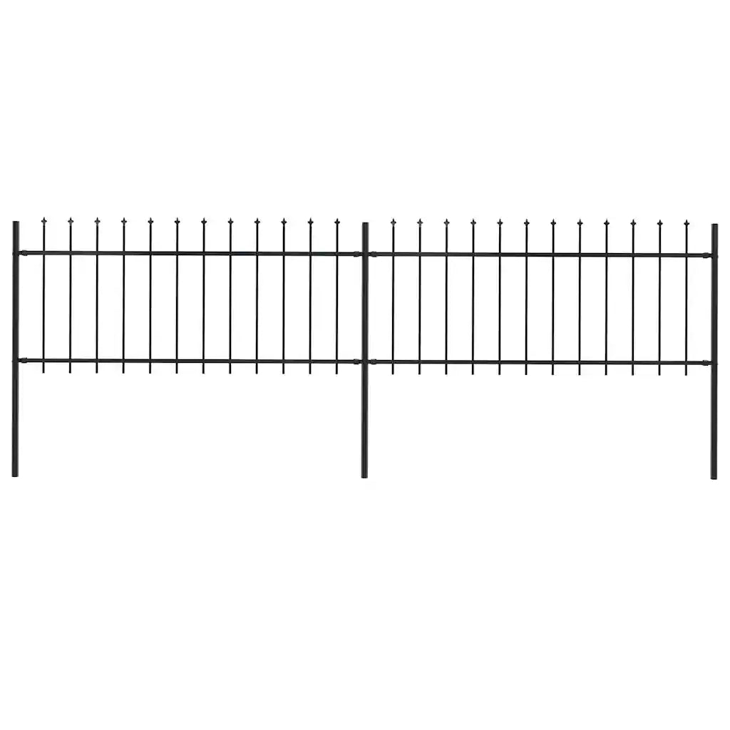 Recinzione da Giardino | Recinzione da cortile con Punta a Lancia in Acciaio 359x80 cm Nero