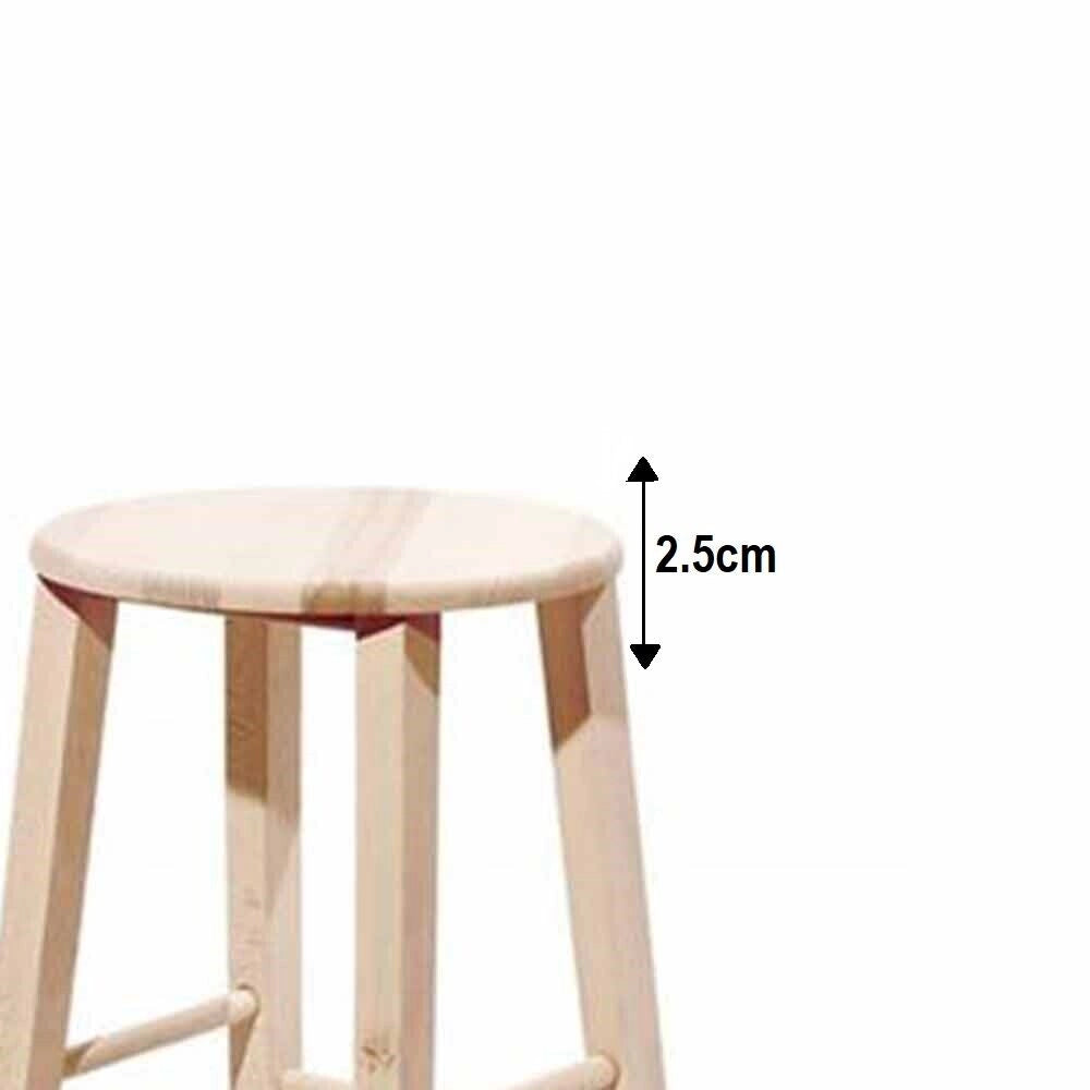 Sgabello bar tondo in legno grezzo da verniciare h 80 cm con gambe a sciabola