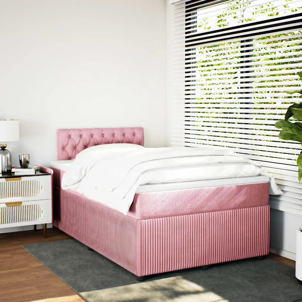 Giroletto a Molle con Materasso Rosa 120x190 cm in Velluto 3287697
