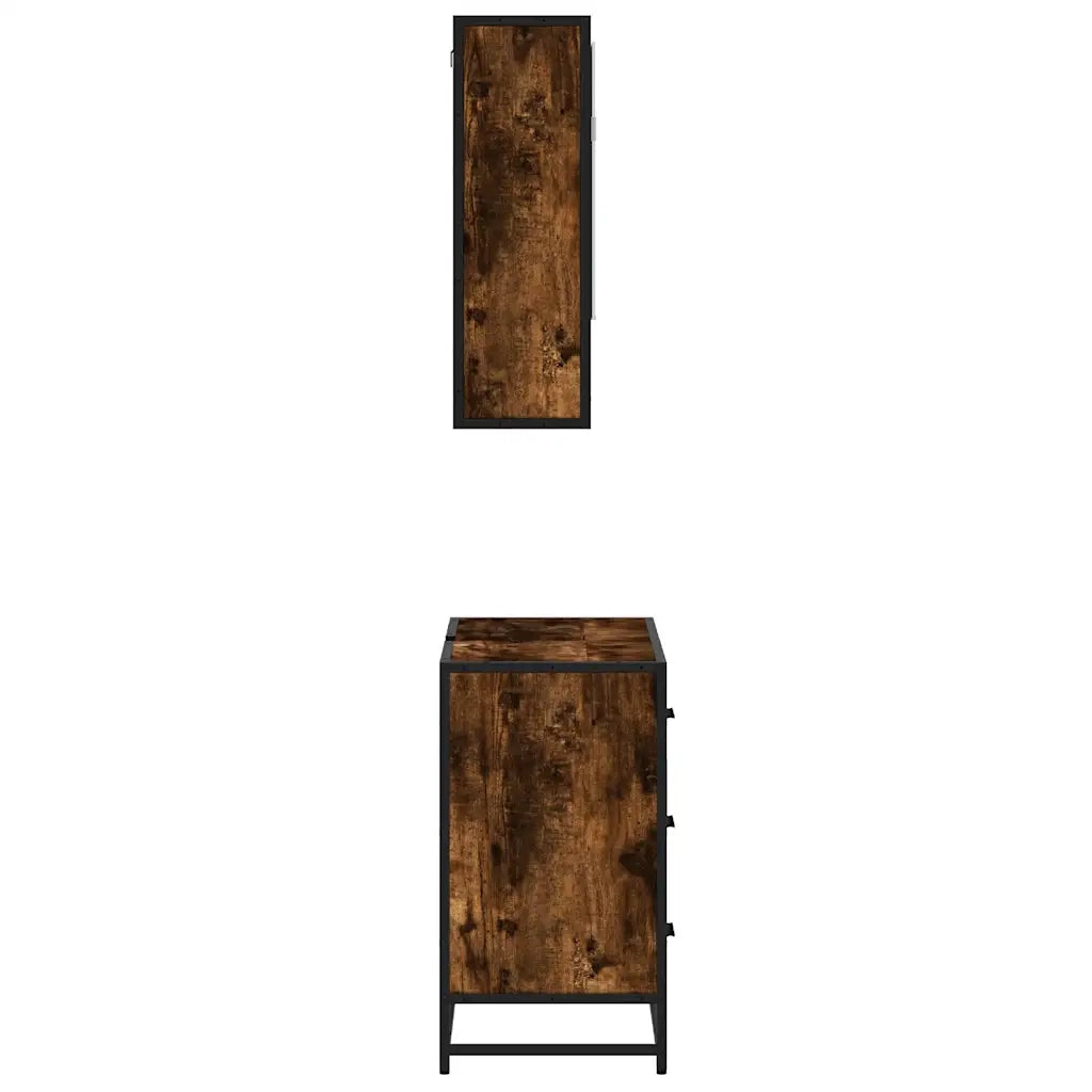 Set Mobili da Bagno 2 pz Rovere Fumo in Legno Multistrato 3300932