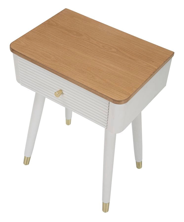 Comodino Matera 45x62x32 cm in Legno MDF e Ferro Bianco/Marrone