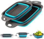 Set di drenaggio siliconico pieghevole - 2 pezzi - per la raccolta di pasta, frutta e verdura - Drenaggio siliconico per cucina
