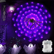 Decorazione di Halloween con Spinnenweb e Luce LED - 70 Lampade - Decorazione di Halloween - Illuminazione di Halloween - Decorazione di Halloween per Esterni - Decorazione di Halloween con Luce