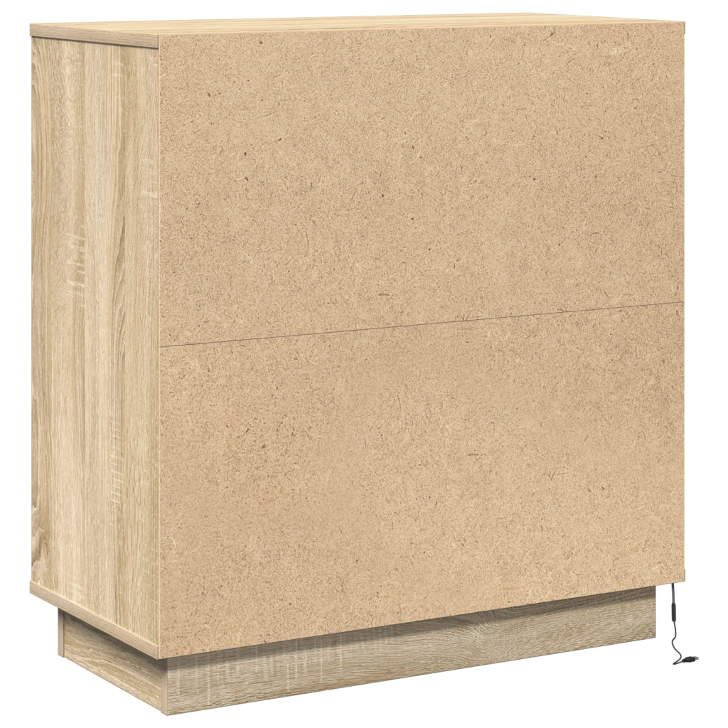 Comodino con LED Rovere Sonoma 71x34,5x75 cm Legno Ingegnerizzato