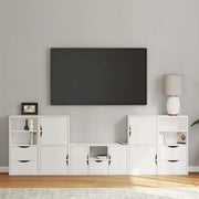 Mobile TV 5 pz con Contenitore ODDA Bianco in Legno di Pino 3365383