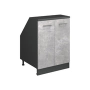 Mobile cucina sottotetto R-Line Calcestruzzo/Antracite 60 cm con 2 porte, carcassa 60 cm profondità Vicco
