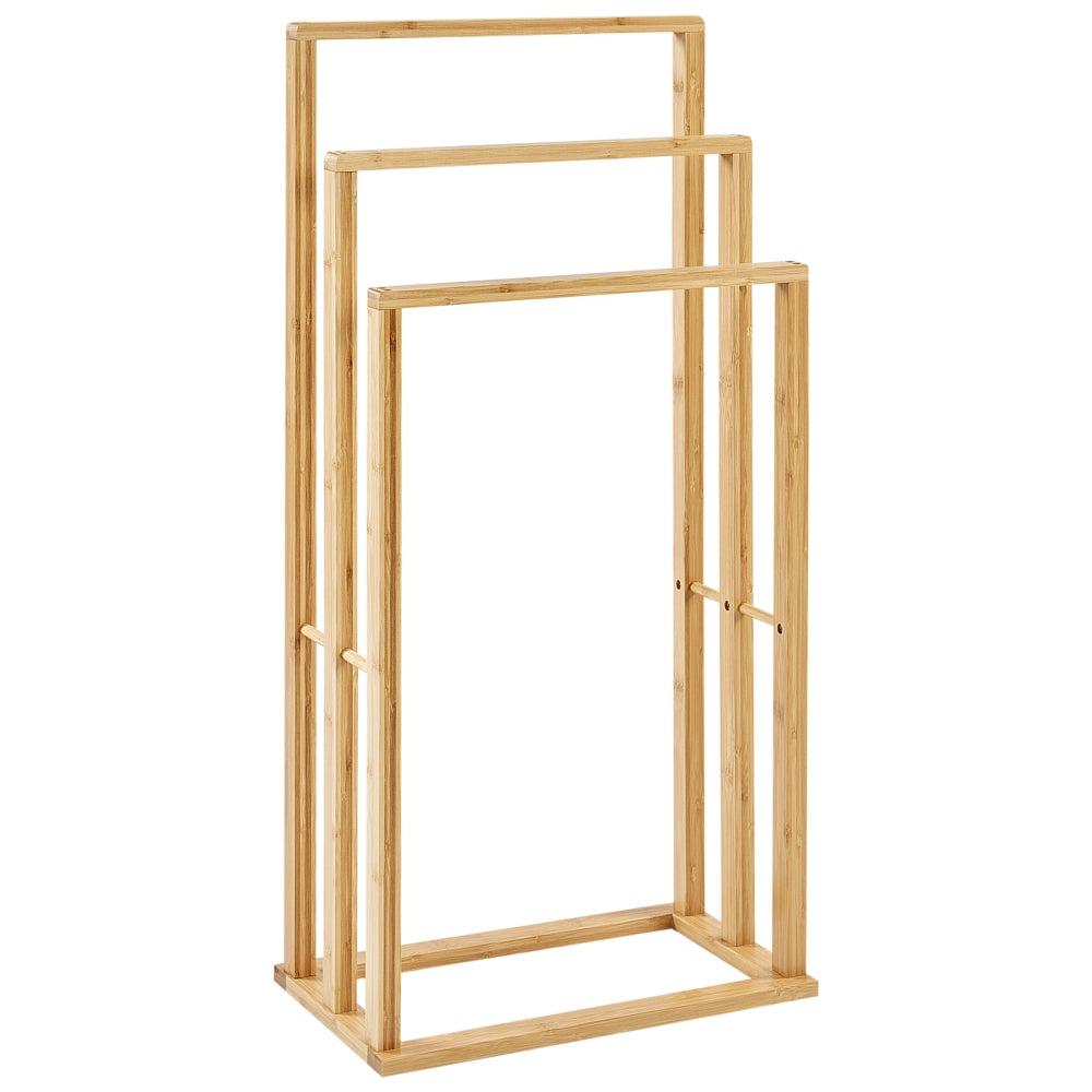 Portasciugamani in marrone chiaro di bambù 81x40 cm 3 binari Accessori per il bagno