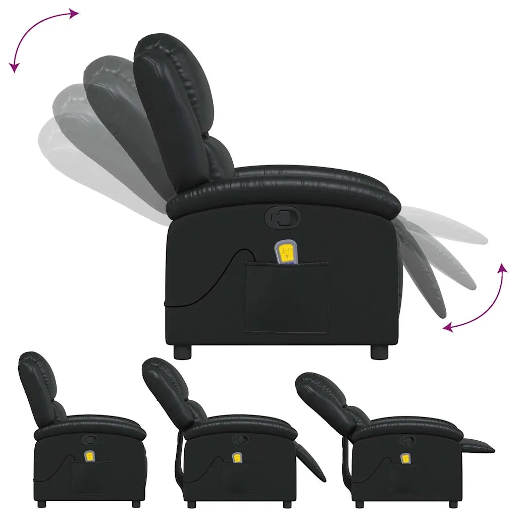 Divano Sedia-Poltrona Massaggiante Reclinabile Nera in Similpelle 825214
