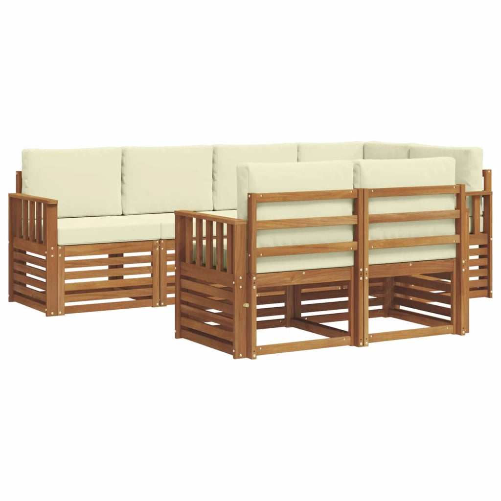 Set divano sezionale con cuscino 7 pcs Naturale e Crema