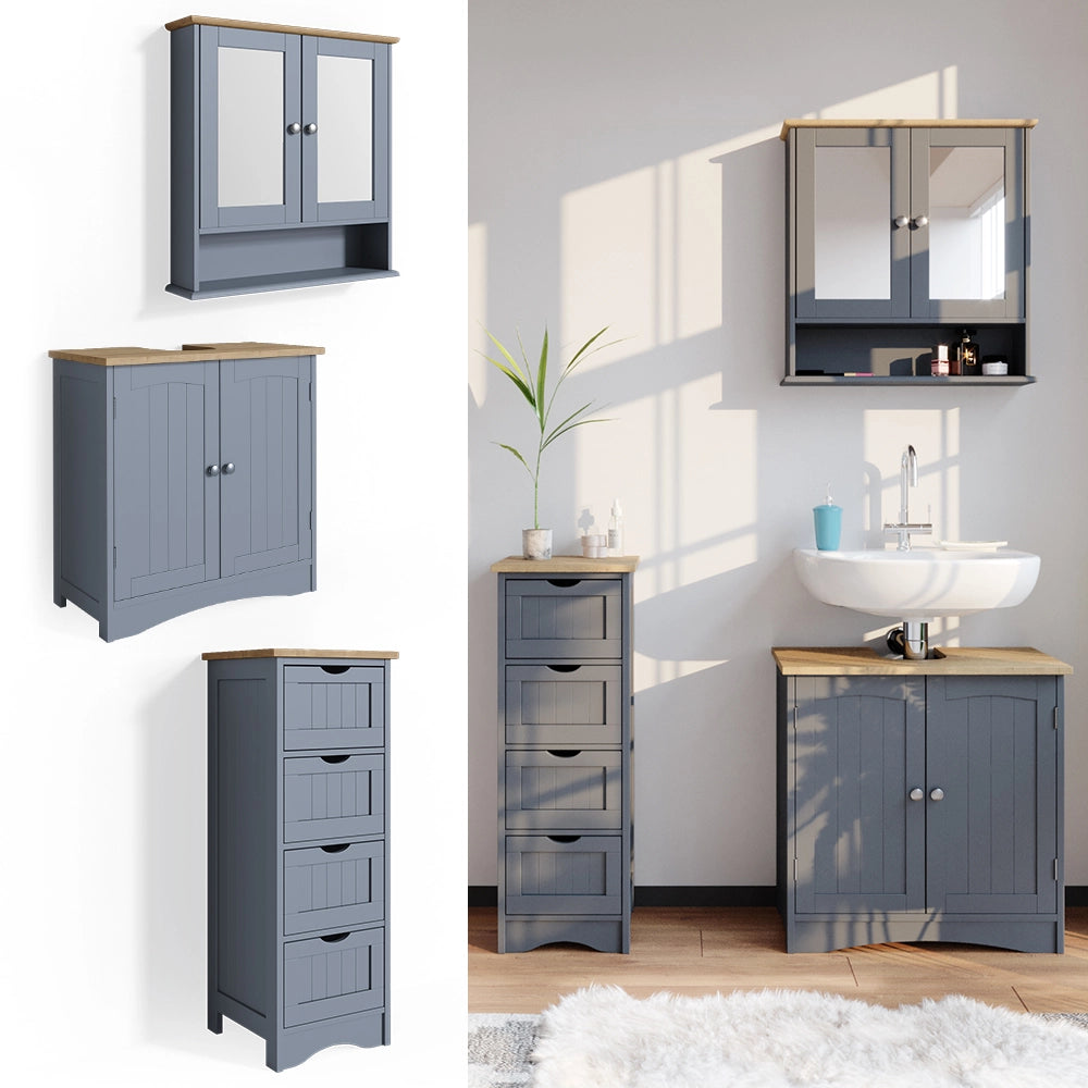 Vicco Set mobili bagno Grigio 3 parti