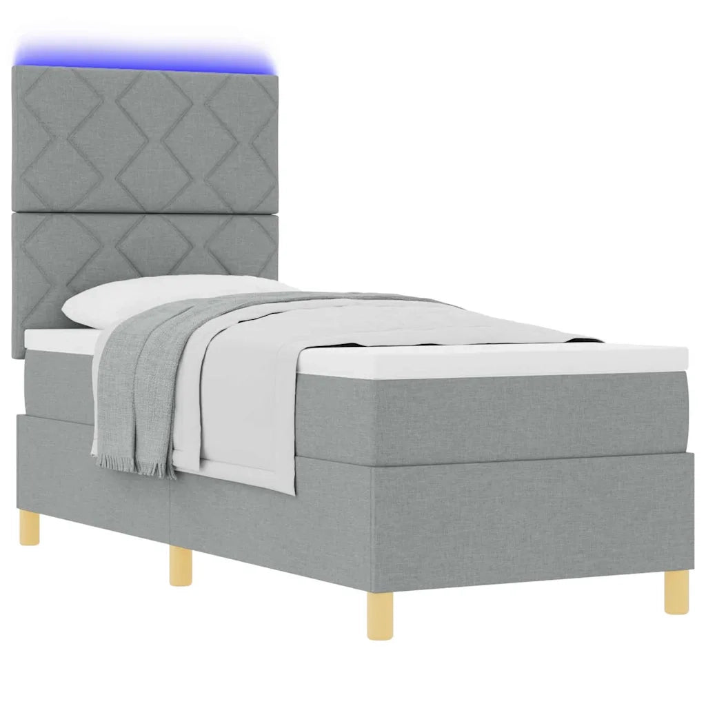Letto a Sorgente LED Grigio chiaro 80 x 200 cm Tessuto