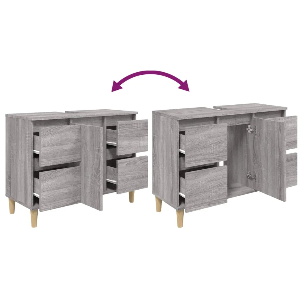 Mobile Lavabo Grigio Sonoma 80x33x60 cm in Legno Multistrato 821274