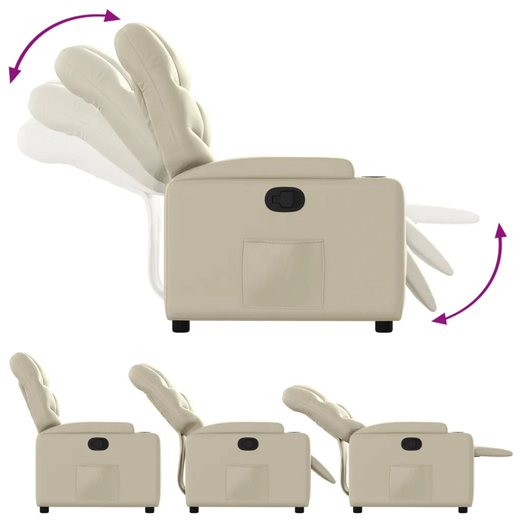 Divano Sedia-Poltrona Reclinabile Crema in Similpelle 616026